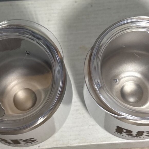 2 PJs Craft Cream Liquor Stainless Steel Insulated White Tumblers Clear Lids - Picture 6 of 10